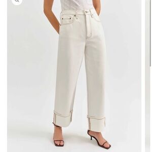 Stylish Cream Wide-Leg Jeans